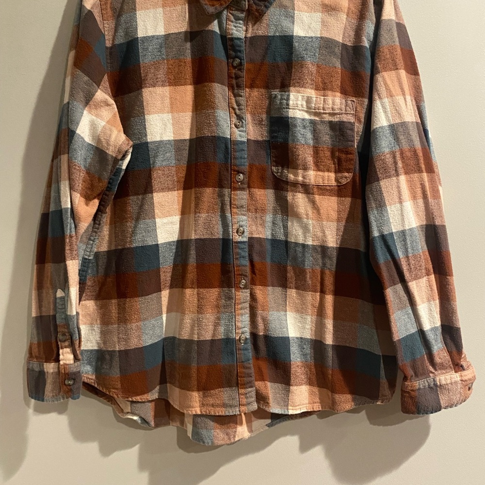 Plaid Button-Up Shirt - Brown and Blue